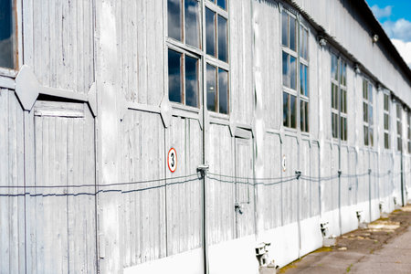 Tank hangar. Old military hangar for equipment.
