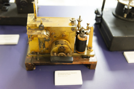 An old Telegraph machine. Brass information transmitter of the beginning of the last century.のeditorial素材