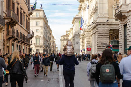 Italy Rome 02/23/2020. Street in the center. Historic center. The middle of the day and human traffic.のeditorial素材
