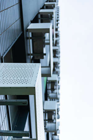 Facades of houses with air-conditioning boxes. New homes immediately provide air conditioning and places for them.の写真素材