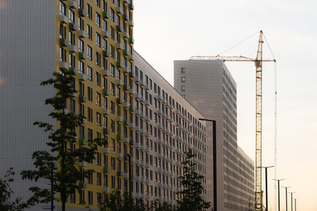 Construction. Construction of residential buildings in Moscow. Construction of new neighborhoods.