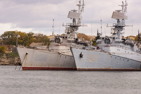 Russia. Sevastopol. December 2020. The arrested Ukrainian ships in Sevastopol. A number of old warships. Ukrainian ships in the Streletskaya Bay of Sevastopol.のeditorial素材