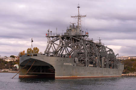Sevastopol. Russia. Autumn 2020. A rescue vessel Kommuna. The oldest warship in the world.のeditorial素材