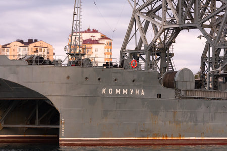 Sevastopol. Russia. Autumn 2020. A rescue vessel Kommuna. The oldest warship in the world.のeditorial素材