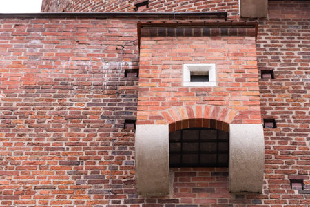 Krakow. Russia. Summer 2019. Medieval toilets in the castle. Krakow toilets on the walls of the royal Castleのeditorial素材