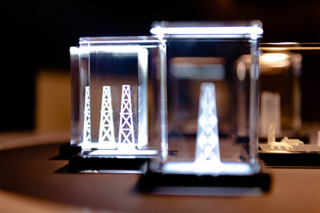 Power line support. Luminous figurine in glass. Laser engraving on glass.