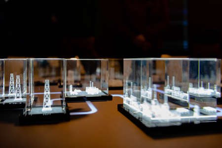 Luminous factory in glass. Luminous figurine in glass. Laser engraving on glass ..の写真素材