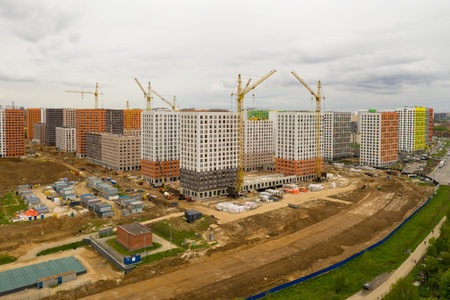 Moscow. Russia. May 2020. New residential complex in New Moscow. Construction of new neighborhoods...