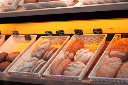 Home bakery showcase. Showcase with bread.の写真素材