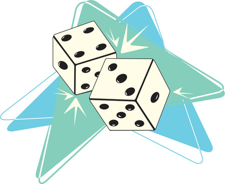 Fully editable vector illustration of retro-styled dice. See my gallery for more in this series.のイラスト素材
