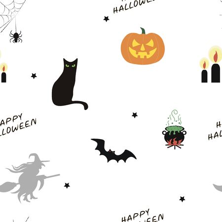 Happy Halloween pattern. Vector illustration in a flat style.のイラスト素材
