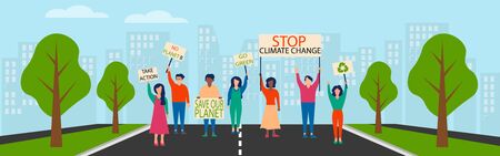 Environmental activists are focusing on climate change.の写真素材