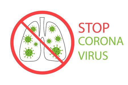 Human lungs on a white background. Pathogen, infection in the lungs. Viral stamps of the patient. Pneumonia, coronavirus. Coranovirus stop concept. Vector illustration.のイラスト素材