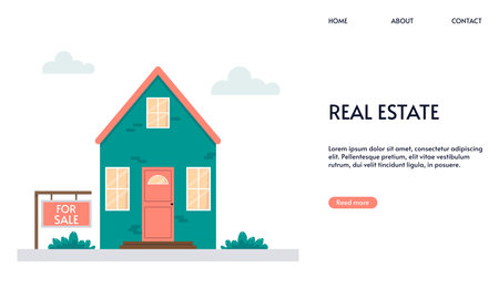 Real estate landing page template illustrationのイラスト素材