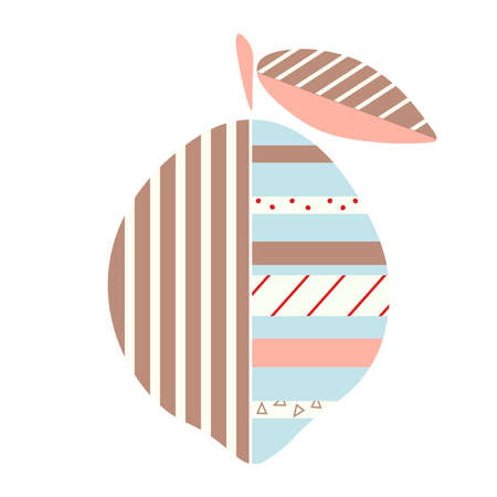 Abstract geometric icon. Fruit flat style. Simple colorful lemon illustration. Banner, poster or print. Vector on isolated background.のイラスト素材