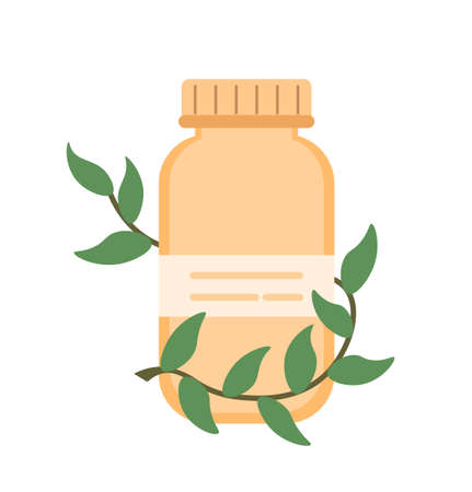 homeopathic pills. alternative or herbal medicine. Homeopathic treatment and phytotherapy concept. Herbal pills. Flat vector illustration. Isolated white background.のイラスト素材