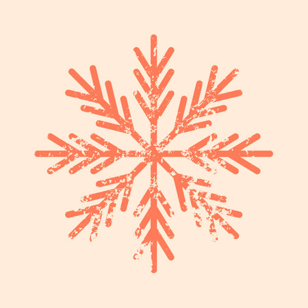 Christmas snowflake on light background. Snowflake with grunge texture. Minimalistic vintage New Year illustration. Snowflake icon. Flat vector.のイラスト素材