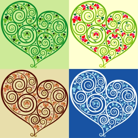 Illustration love in four season colorのイラスト素材