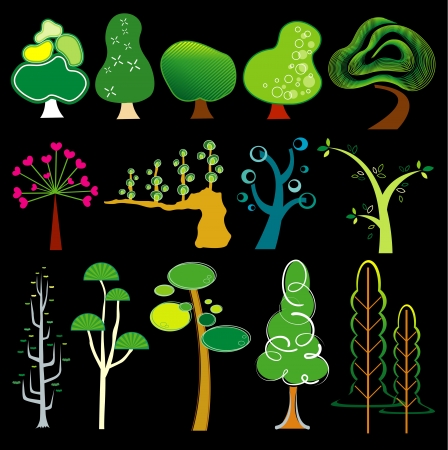 Collection of trees on  white backgroundのイラスト素材