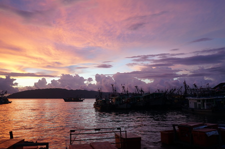 Pink sunset sky background.の写真素材