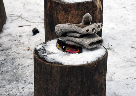 Winter hiking equipmentの写真素材