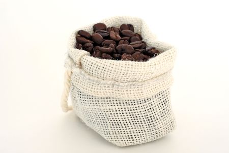 Coffee beans bag on white backgroundの写真素材