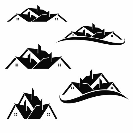 House roofs set for real estate businessのイラスト素材