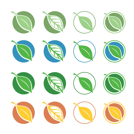 Vector natural symbols with leafのイラスト素材
