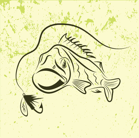 big mouth bass on grunge backgroundのイラスト素材
