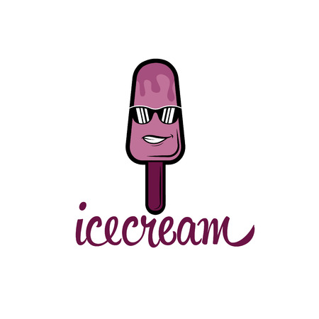 icecream with face in sunglassesのイラスト素材