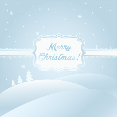 Illustration winter landscape with text Merry Christmas. Vector.のイラスト素材
