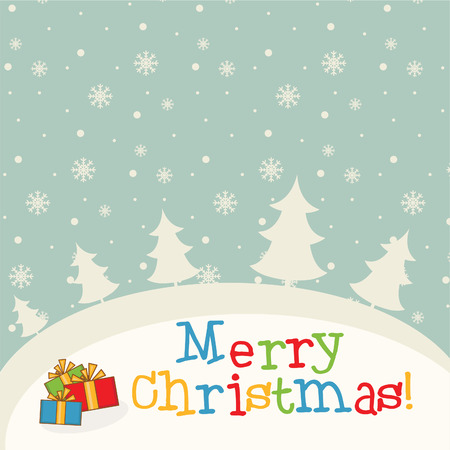 Winter landscape with Christmas motifs.Vector illustration.のイラスト素材