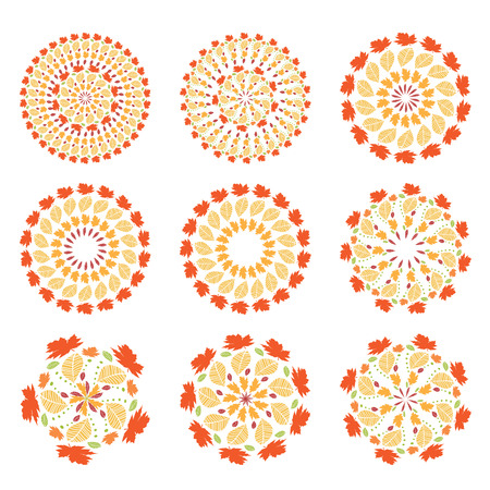 Illustration set of autumn mandalas.Vectorのイラスト素材