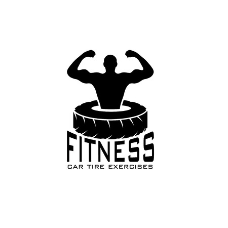 fitness car tire exercises vector design templateのイラスト素材