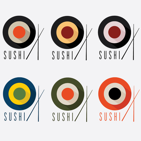 sushi flat design setのイラスト素材