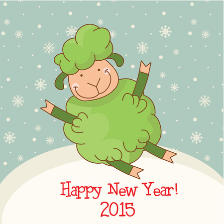 Illustration of funny green sheep, symbol 2015 year. Vectorのイラスト素材