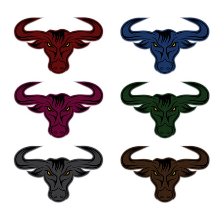wild bull mascot set vector design templateのイラスト素材
