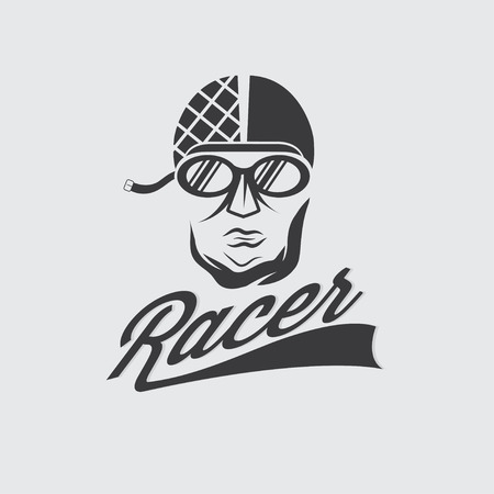 racer head vintage illustrationのイラスト素材