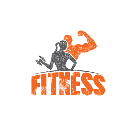 gunge man and woman of fitness silhouette character vector design templateのイラスト素材