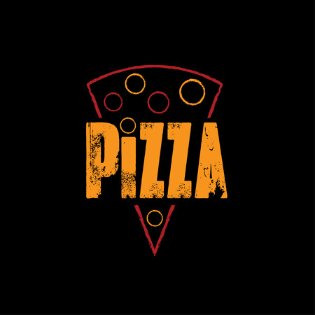 slice of pizza on black backgroundのイラスト素材
