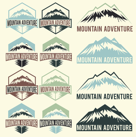 set of vintage labels mountain adventureのイラスト素材