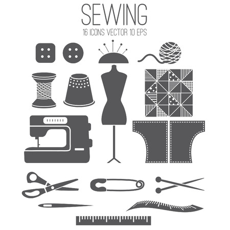 Illustration set icon of sewing .Vectorのイラスト素材