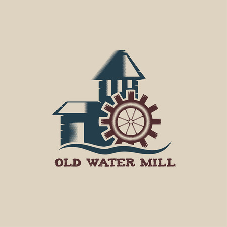 old water mill vintage illustrationのイラスト素材