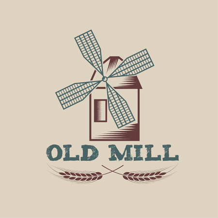 old mill vector design templateのイラスト素材
