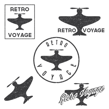 Set of vintage retro grunge aeronautics flight badges and labelsのイラスト素材