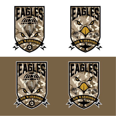 eagles air warrriors army shields set vector design templateのイラスト素材