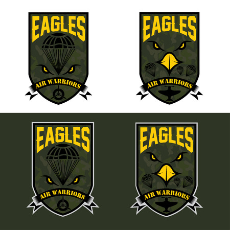 eagles air warrriors army shields set vector design templateのイラスト素材
