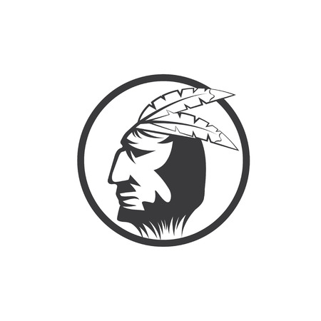 Native American chief man in tribal headdressのイラスト素材
