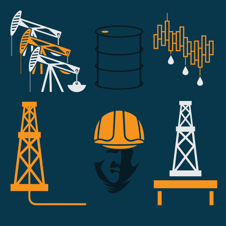 oil industry elements and symbol of fall and rise of oil pricesのイラスト素材