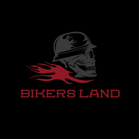 skull in helmet with flame concept vector design templateのイラスト素材